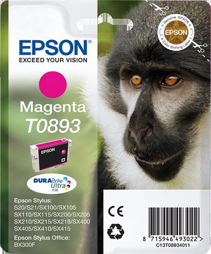 Epson Monkey Tinteiro Magenta T0893 Tinta DURABrite Ultra