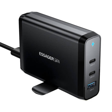 DESKTOP CHARGER 2XUSB-C 1XUSB-A 140W ESSAGER GAN (BLACK)