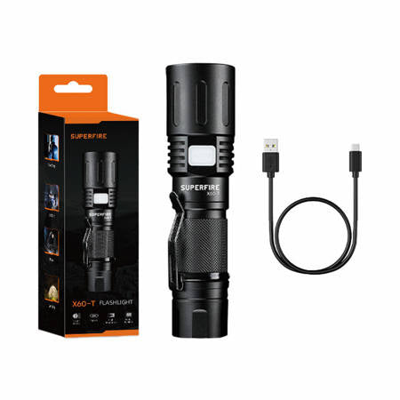 FLASHLIGHT SUPERFIRE X60-T, 1500LM, USB