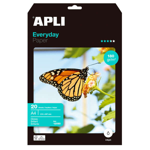 PAPEL FOTOGRÁFICO APLI EVERYDAY 12080 DIN A4 180G 20 HOJAS BRILLA