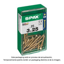 CAIXA 25 UNID. PARAFUSO MADEIRA SPAX CABEZA PLANA YELLOX 3,0X25MM