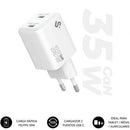 SUBBLIM CARGADOR DE PARED GAN 35W - 2XUSB-C -  CARGA RAPIDA - COL