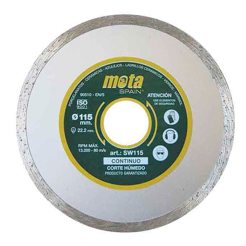 DISCO DE DIAMANTE LISO HUMIDO Ø115MM CLP18 SW115 MOTA