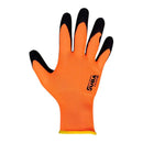 LUVAS DE POLIÉSTER COM PALMA EM LÁTEX RUGOSO, KEEP SAFE LARANJA E