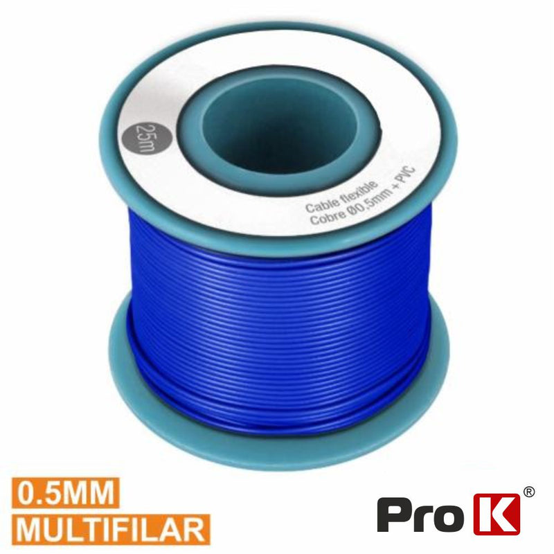 CABO MULTIFILAR AZUL 0.5MM ROLO 25M PROK