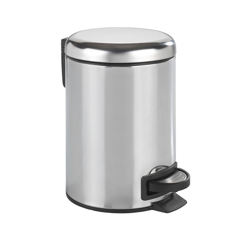 BALDE DO LIXO COM PEDAL INOX LEMAN, BRILHANTE, 3L 22444100 WENKO