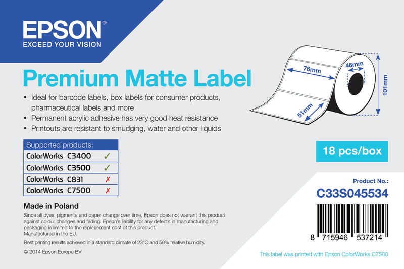 Epson Premium Matte Label Branco