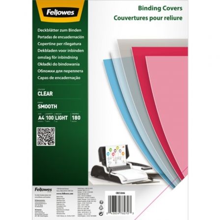 PORTADAS DE POLIETILENO FELLOWES 5384601 A4 180 MICRAS 100 UNIDAD