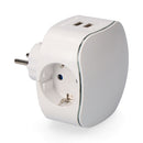 ADAPTADOR TRIPLO SCHUKO, 2 TOMADAS USB 2100 MA, PERFIL ILUMINADO