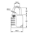 CADEADO C45S DE ZINCO 44,5MM. ARCO Ø6,3MM COM COMBINAÇÃO IFAM