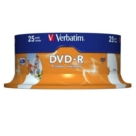 VERBATIM DVD-R 16X 4.7GB 120MIN INKJET PRINT BOBINE (CAKE) PACK 2