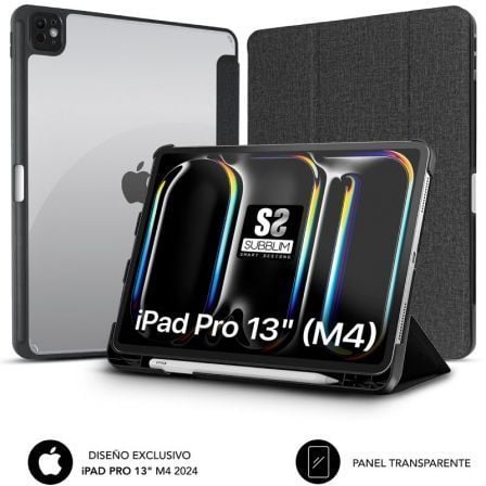 FUNDA SUBBLIM CLEAR SHOCK CASE PARA IPAD PRO 12.9" 2024 M4 NEGRA