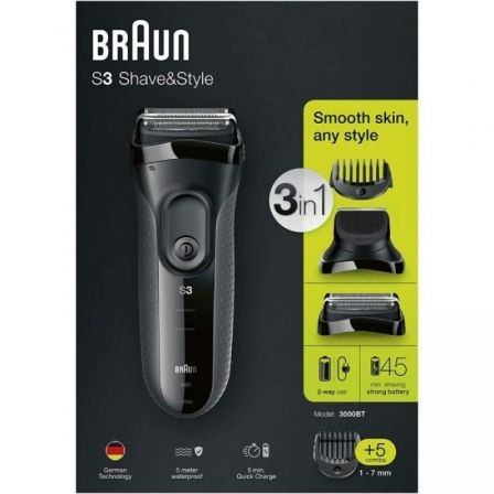 Braun Series 3 3000BT Máquina de barbear com lâminas que se adapt