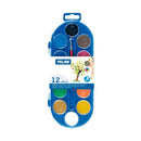 ESTOJO COM 12 PASTILHAS DE AQUARELAS Ø30MM + 1 PINCEL MILAN
