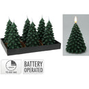 VELA LED EFEITO CHAMA COM FORMA DE PINHEIRO, VERDE ESCURO, 19CM.