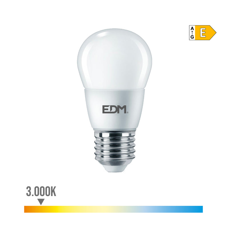 LÂMPADA ESFÉRICA LED E27 7W 806LM 3000K LUZ QUENTE Ø4,8X9,3CM EDM