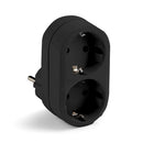 ADAPTADOR DUPLO SCHUKO 2P+T 16A 250 V COM ENTRADA FRONTAL, PRETA