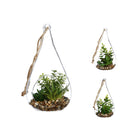 JARRÃO DE VIDRO SUSPENSO COM PLANTA DECORATIVA 10X19,5CM CORES /