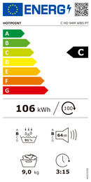 MÁQUINA DE SECAR ROUPA HOTPOINT CHD94MWBSPT( 9 KG - CONDENSAÇÃO C