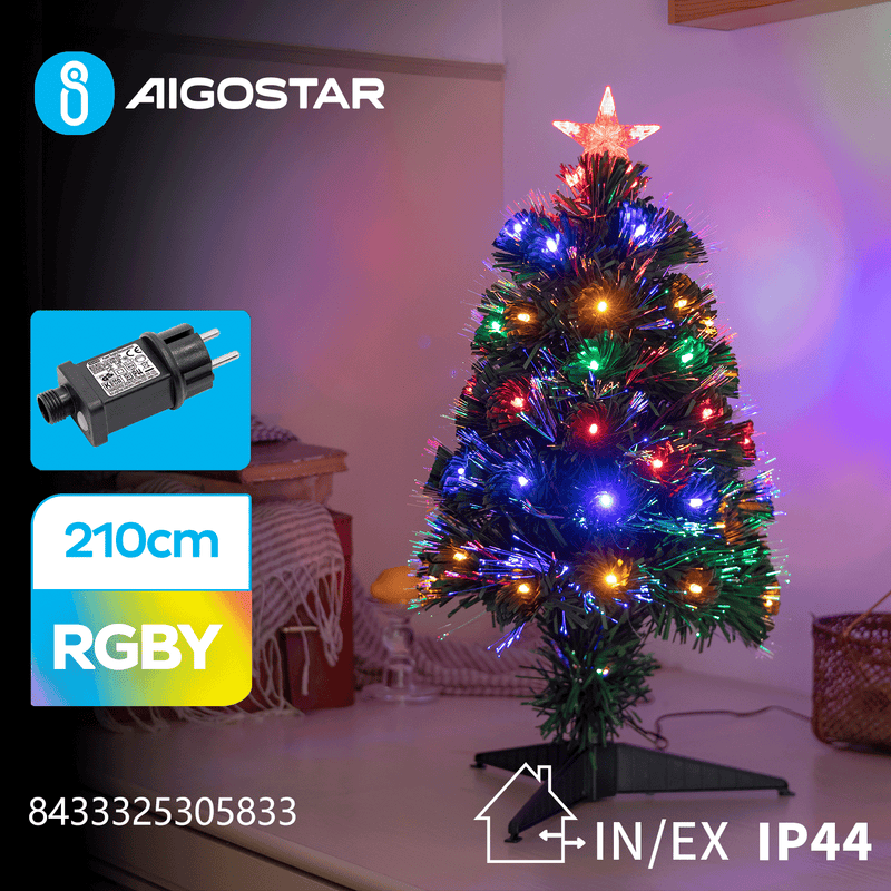 ÁRVORE DE NATAL DE FIBRA OPTIC DE BAIXA TENSÃO, RGBY, 210CM