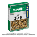 CAIXA 100 UNID. PARAFUSO MADEIRA SPAX CABEZA PLANA YELLOX 3,0X16M