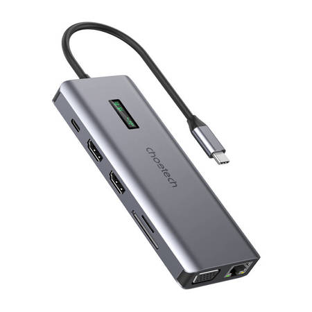 ADAPTADOR 12W1 CHOETECH HUB-M26 USB-C PARA USB-C+ USB-A+ HDMI+ VG