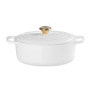 LE CREUSET - COCOTTE SIGNATURE OVAL 29CM BRANCO POMO DOURADO 2117