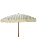 GUARDA-SOL DE JARDIM ÀS RISCAS TAUPE E BRANCO COM FRANJAS Ø183 X