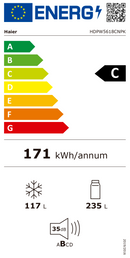 FRIGORÍFICO COMBINADO HAIER HDPW5618CNPK 185X60X67 NF INOX