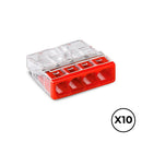 CONECTOR RÁPIDO 4 CONDUTORES RÍGIDOS, Ø MÁXIMO 2,5 MM², TRANSPARE