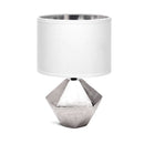 CANDEEIRO DE MESA EM CERÂMICA BRANCO E CINZA