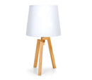 CANDEEIRO DE MESA EM MADEIRA BRANCO