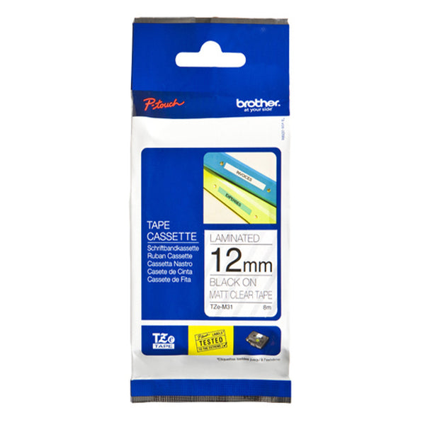 BROTHER FITA 12MM PRETOTRANSPARENTE MATE LAMINADA