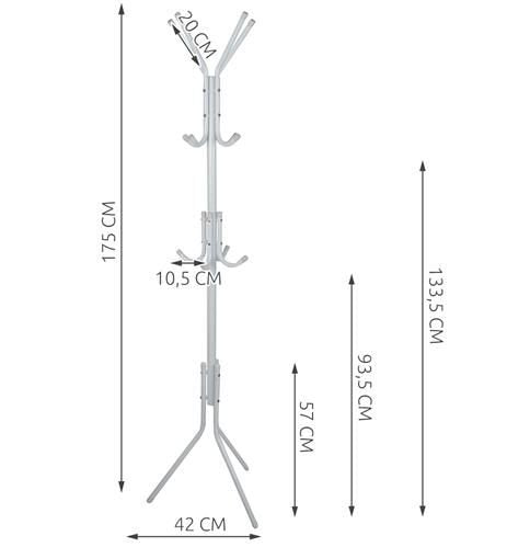 CABIDE DE PÉ BRANCO PRAILÉN 170CM