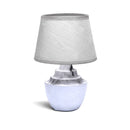 CANDEEIRO DE MESA EM CERÂMICA CINZA E BRANCO