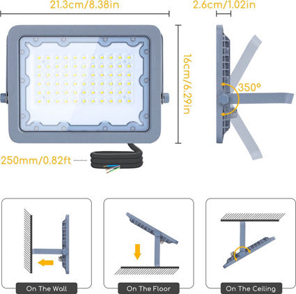 PROJETOR LED IP65 220V CINZA 50W 4000K 4500LM