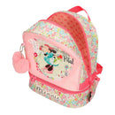 MOCHILA ESCOLAR DISNEY MINNIE FLORALS COM LANCHEIRA 28CM