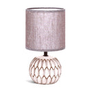 CANDEEIRO DE MESA EM CERÂMICA CASTANHO E VERMELHO