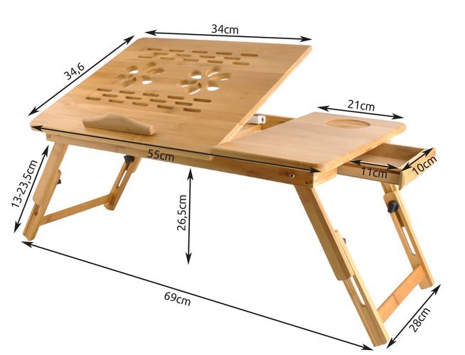 MESA DOBRÁVEL EM BAMBU P/A COMPUTADOR PORTÁTIL